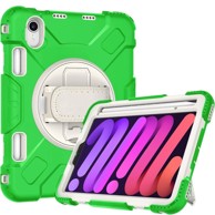 NIKCORP Robusna zaštitna maska za iPad Mini 6 8.3" s rotirajućim stalkom 360° držačem za olovku i ručkom, zelena